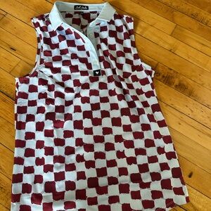 Bad Birdie Burgundy and White Checkered Polo